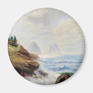 Imã Ondas Dramáticas Envolvem uma Costa Rocky