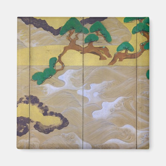 Imã Ondas em Matsushima (direita), Tawaraya Sotatsu (Frente)