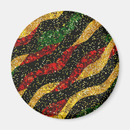 Imã Ondas Negras Amarelas Vermelhas de Brilho Festivo