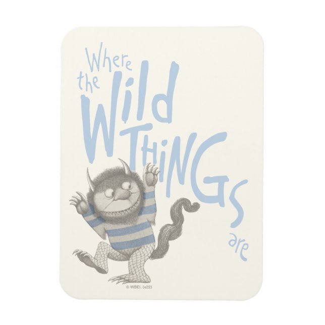 Ímã Onde as coisas selvagens são citadas - azul (Vertical)