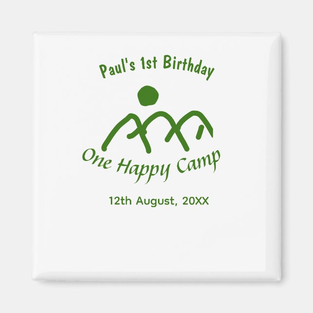 Imã One happy camp green mountain sun 1st birthday  (Frente)