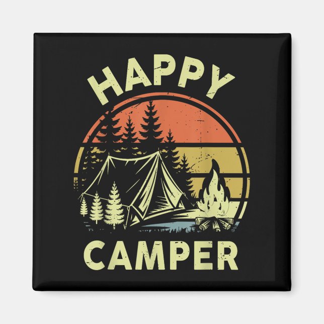 Imã One Happy Camper Toddler Boy Funny Camng Campfire  (Frente)