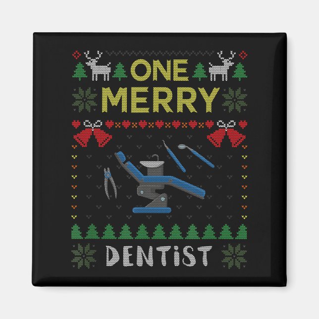 Imã One Merry Dentist Dental Doctor Ugly Christmas Swe (Frente)