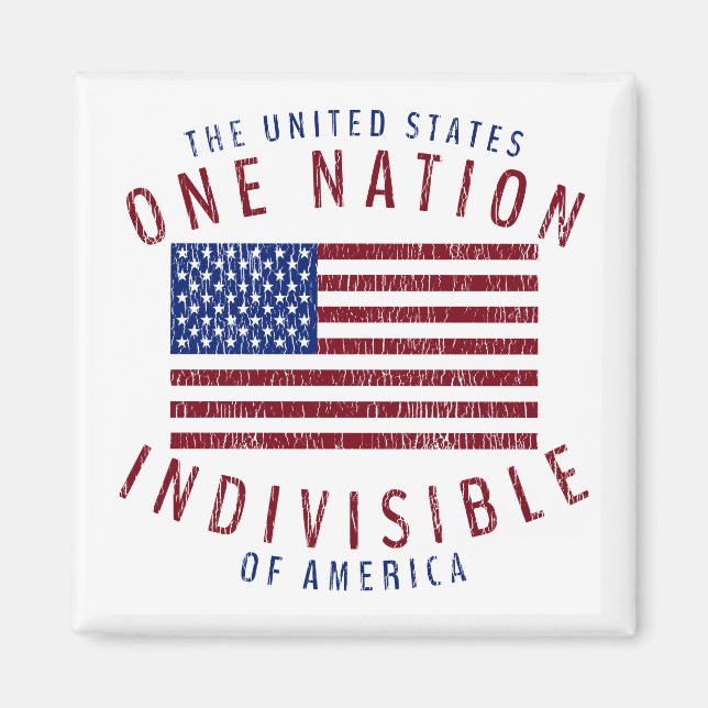 Imã One Nation Indivisible American Flag Design (Frente)
