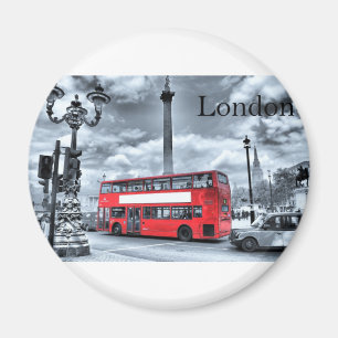 Imã ÔNIBUS de LONDRES em preto & no branco (St.K)