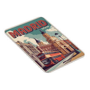 Ímã ônibus Madrid Espanha lembranças de viagem vintage