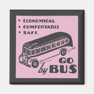 Imã Ônibus retro cor-de-rosa