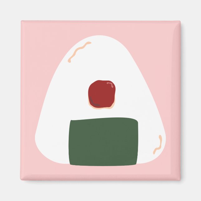 Imã "Onigiri ótimo" ~Rosa.~ Magnetos quadrados (Frente)