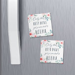 Imã Only the Best Moms Get Promoted to Meema<br><div class="desc">Only the best moms get promoted to Meema! Our pretty floral magnet features the quote in handwritten style typography surrounded by blush pink watercolor flowers. A sweet gift for new grandmothers,  Mother's Day,  or grandmas to be.</div>