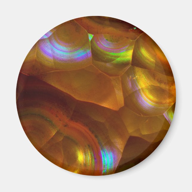 Imã Opala de fogo laranja iridescente (Frente)