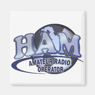 IMÃ OPERADOR DE RÁDIO AMADOR AZUL DO LOGOTIPO DO
