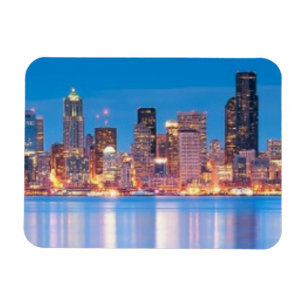 Ímã Opinião azul da hora de Seattle do centro
