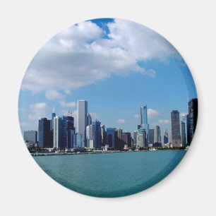Imã Opinião da skyline de Chicago do cais do marinho