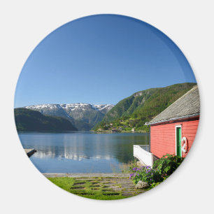 Imã Opinião norueguesa do fiorde e ímã redondo do