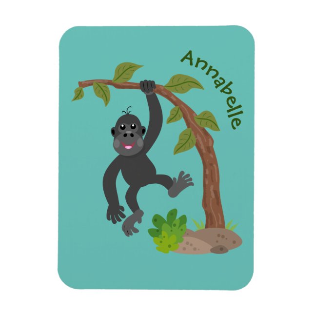 Ímã Óptica de desenho animado de gorila de bebê feliz (Vertical)