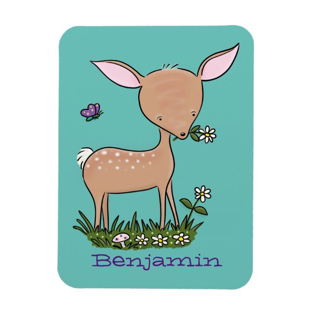 Ímã Óptica de desenho animado de veado de bebê feliz (Vertical)