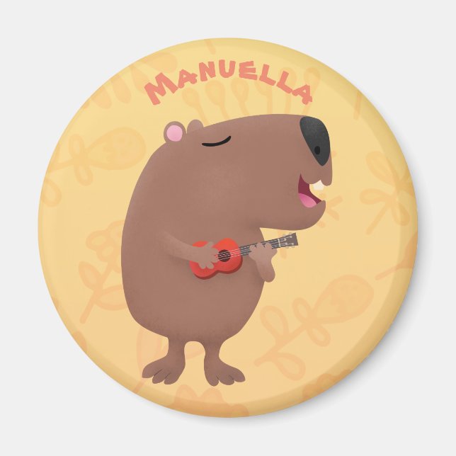Imã Óptica desenho animado de capybara ukulele (Frente)