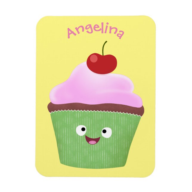 Ímã Óptica ilustração do desenho animado do cupcake fe (Vertical)