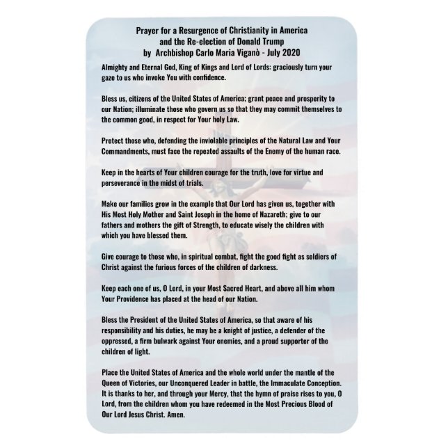 Ímã Oração ao Presidente Trump e aos EUA - Vigano (Vertical)