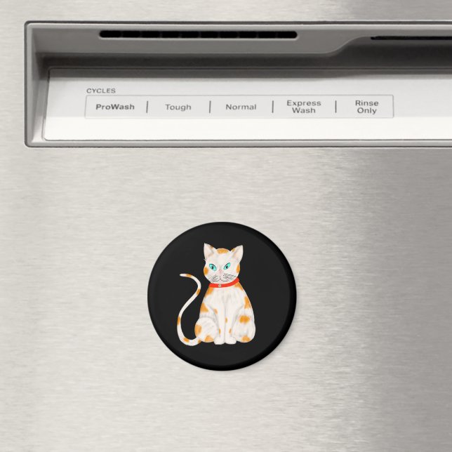 Imã Orange and White Cat Magnet (In Situ (Dishwasher))