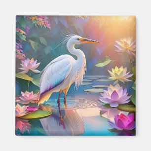 Imã Orange Billed White Heron Fantasy Bird