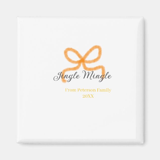 Imã Orange bow jingle Mingle retro boho family namdate (Frente)