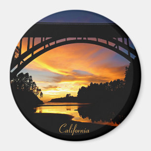 Imã Orange California Costeira Sunset Sob Ponte
