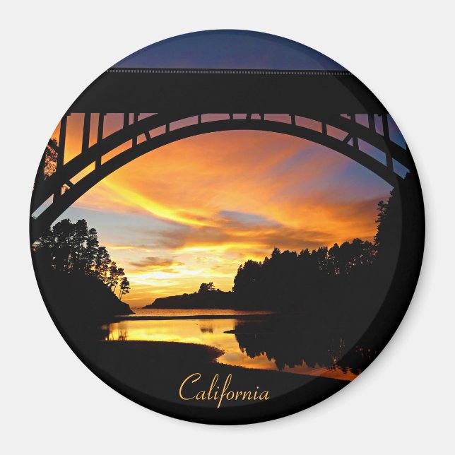 Imã Orange California Costeira Sunset Sob Ponte (Frente)