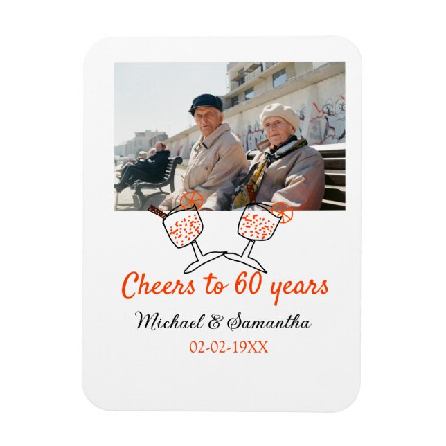 Ímã Orange cheers to 60 years anniversary wedding  (Vertical)