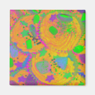 Imã Orange Cupcakes fridge magnet square