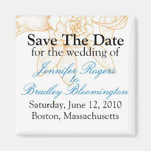 Imã Orange Floral Salva A Data De Casamento Amigos