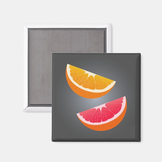 Imã Orange & Grapefruit Slice Refrigerator Magnet (Front/Back)