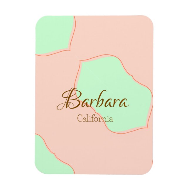 Ímã Orange green pastel boho add name place rustic ele (Vertical)