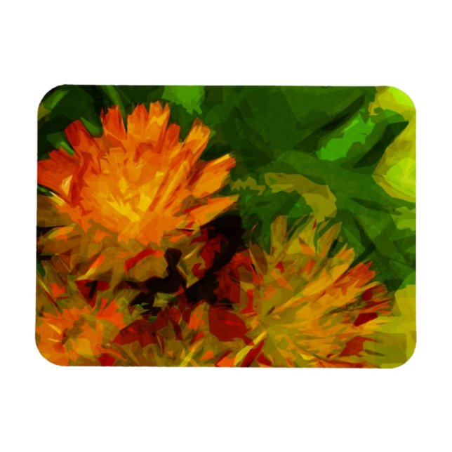 Ímã Orange Hawkweed Blossoms Abstrato Impressionismo (Horizontal)