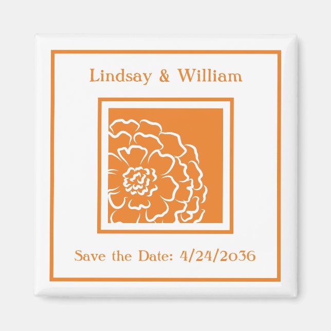 Imã Orange Marigold Wedding Save the Date (Frente)