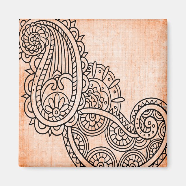 Imã Orange Mehndi Motif Magnet (Frente)