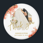 Imã Orange Oleander Flowers Foto de agradecimento Casa<br><div class="desc">Orange Oleander Flowers Foto de agradecimento Imagem de Casamento. Imã de casamento fotográfico com uma foto de casamento,  noiva,  noiva e noivo e data de casamento. Personalize com sua foto de casamento e outros detalhes. Um obrigado elegante e floral,  seu imã,  excelente como presente para seus convidados de casamento.</div>