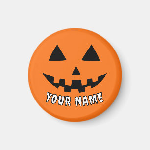 Imã Orange Pumpkin Personalizado Halloween Seu Nome