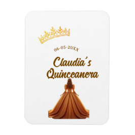Ímã Orange quinceanera princess crown birthday name da