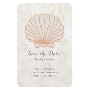 Ímã Orange Rustic Seashell Salve a Data