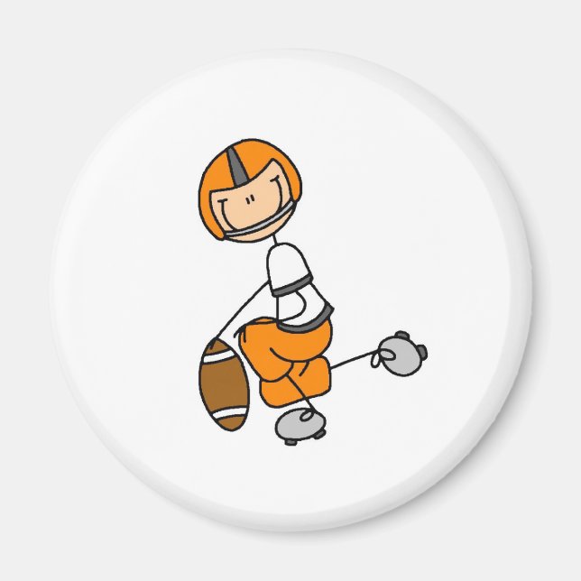 Imã Orange Stick Figure Camisetas e presentes de futeb (Frente)