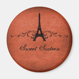 Imã Orange Vintage French Flourish Sweet 16 Magnet
