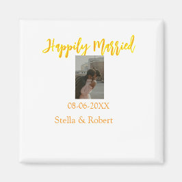 Imã Orange yellow retro photo happily married couple