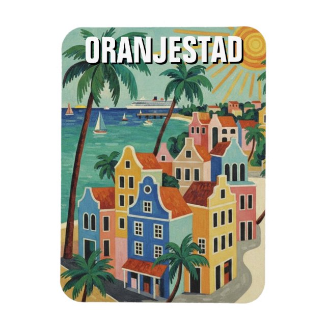 Ímã Oranjestad Aruba Viagens (Vertical)