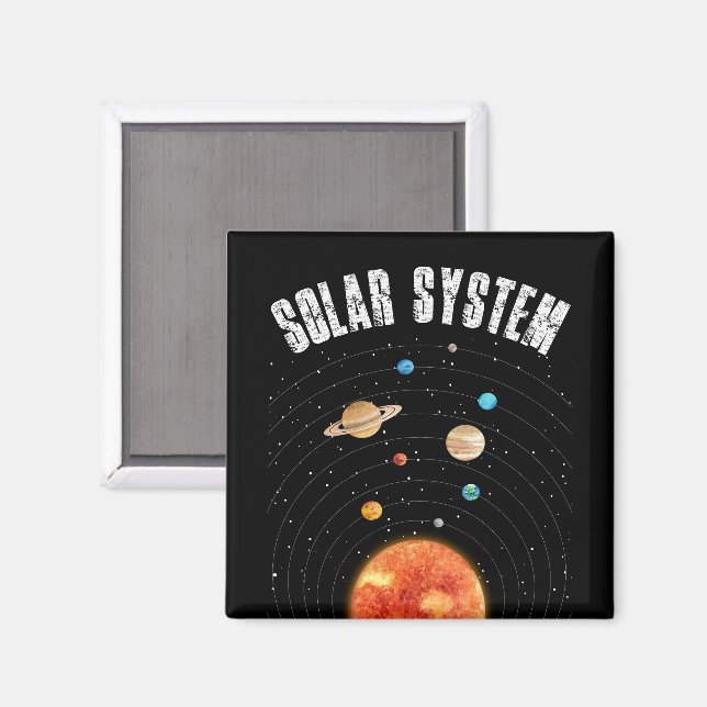 Imã Órbitas Vintage dos Planetas Astronômicas (Front/Back)