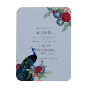 Ímã Orçamento de Casamento de Inverno Outono Azul Pavã