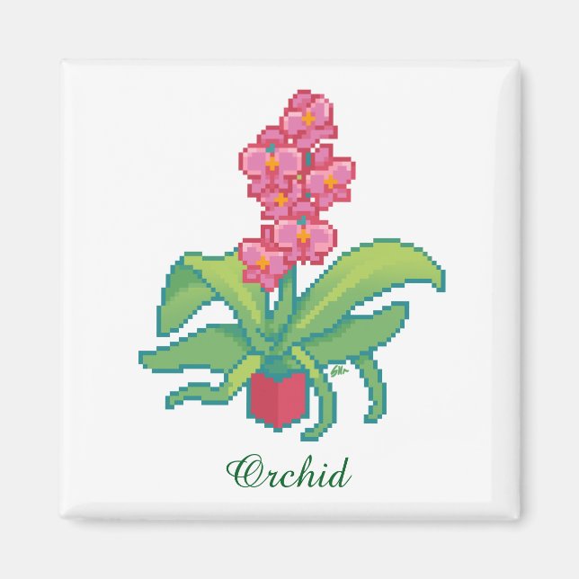 Imã orchid pixelart, Pixel Art  (Frente)