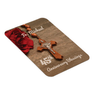 Ímã Ordenação do Padre 45º Rosa e Rosary