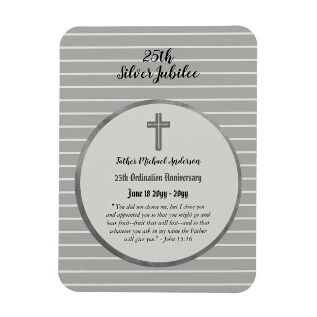 Ímã Ordenação por 25 Jubileu prateado (Vertical)