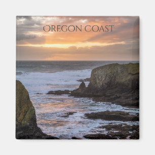 Imã Oregon Coast Yaquina Sunset Ocean Photo Souvenir